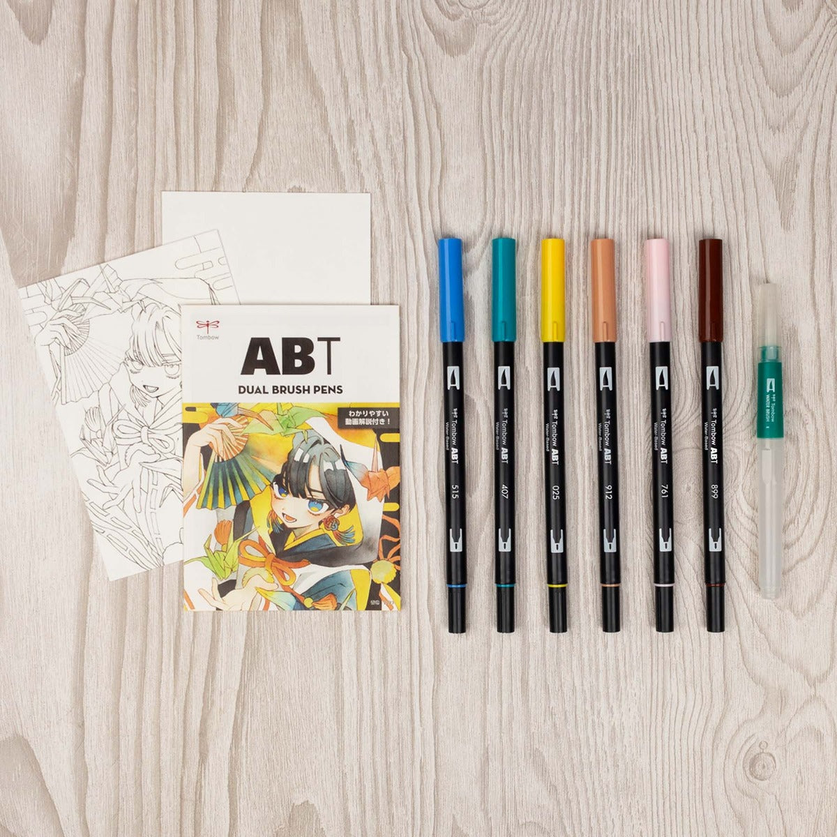 Tombow ABT Dual Brush Pens Set - w/ Water Brush, Coloring Sheets, & Tutorial